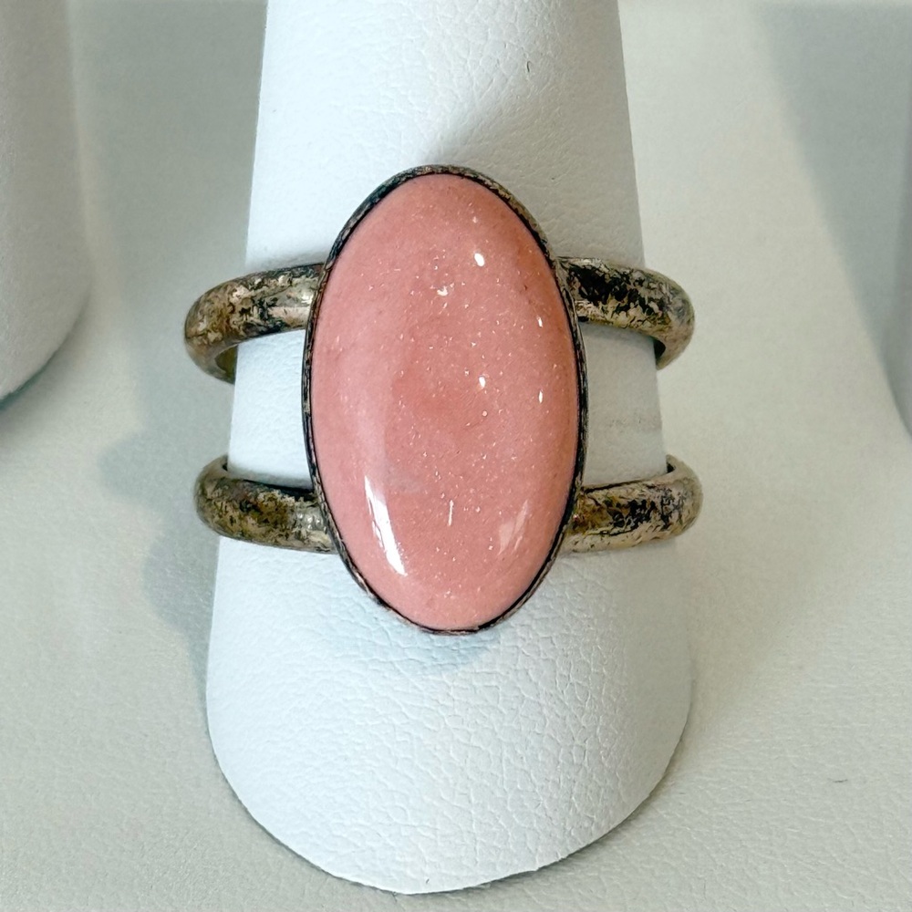 Jay King Pink Opal Or Jasper Stone Ring Size 10.5 Oval Sterling Silver 925